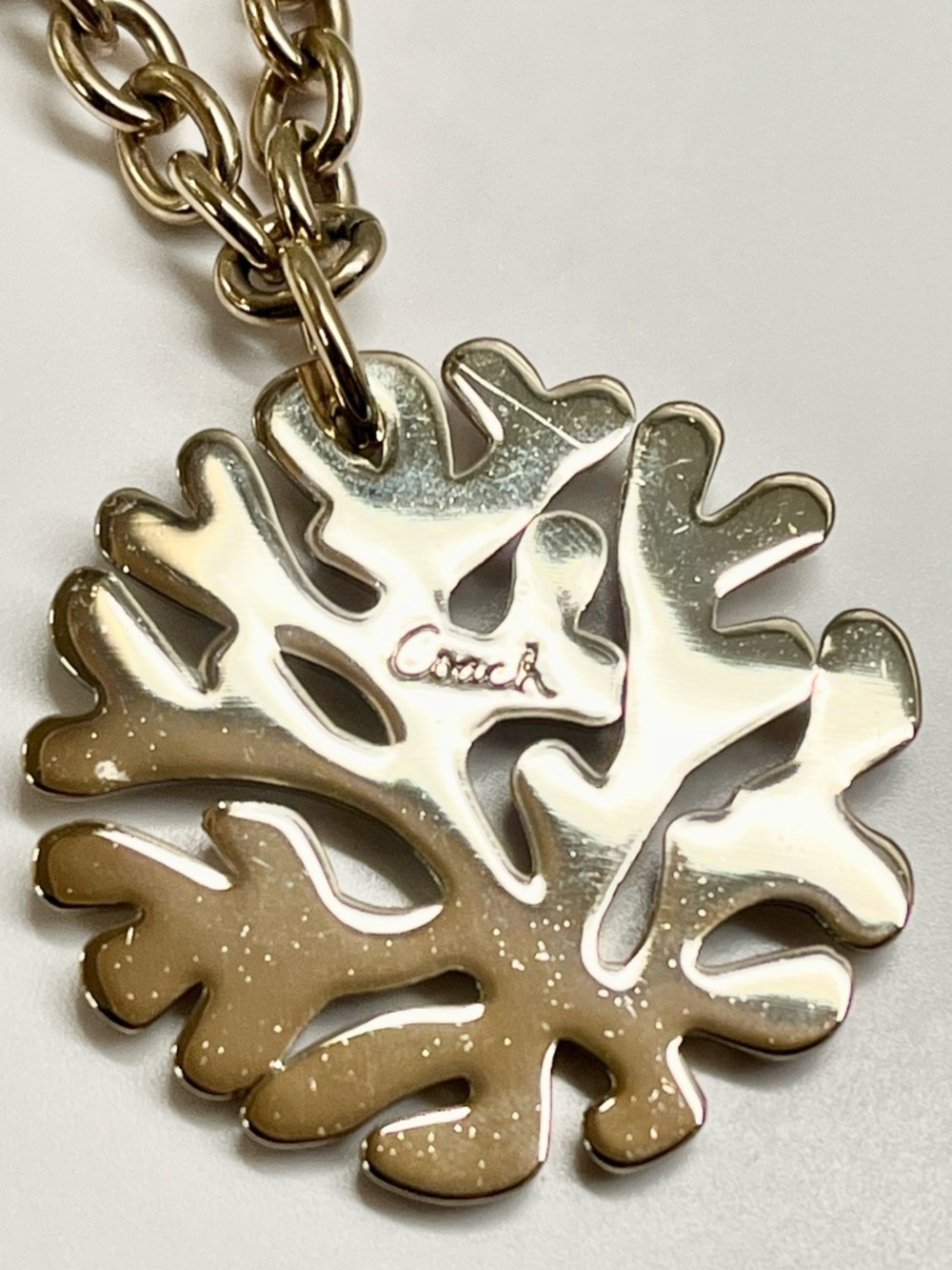 Coach Pave Coral Disc Necklace  EUC - Picture 4 of 6